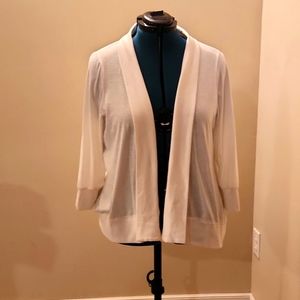 White cotton cardigan,  gathered back